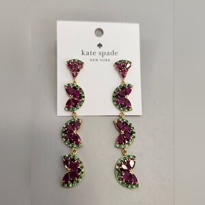 NWT Kate Spade Gold Watermelon Linear Earrings